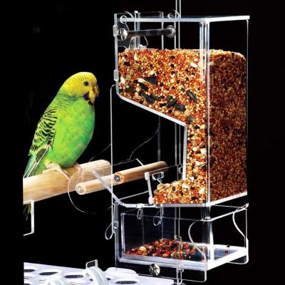 China Automatic Clear Plastic Acrylic Parrot Bird Cages Oriole Pet Food Station Outdoor Window Wild Bird Feeder for sale