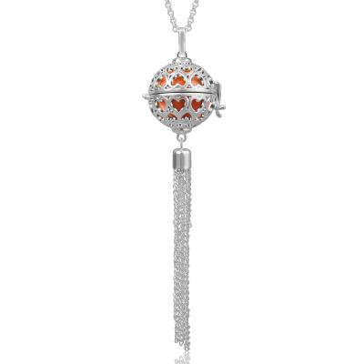 China Shenzhen CLASSIC Factory Customized Full Of Lover Tassel Style Harmony Bola Cage Silver Necklace for sale