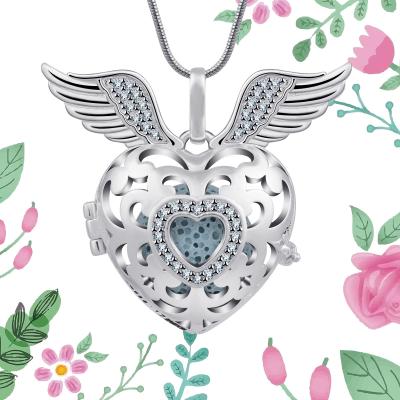 China The Other New Lucky Angel Wings Silver Zircons Mexican Tender Heart Bola Ball Cage Necklaces for Pregnancy Women Necklace for sale