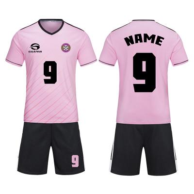 China Cheap Soccer Uniform Sets 2021pink Cheap Mens Shorts Plain Soccer Jersey Football Uniform for sale