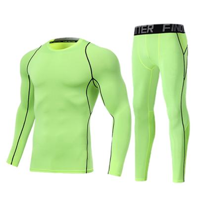 China 2 Piece Set Anti-static Seamless High Elastic Sleeves 2021 Men Gym Active Fitness Tights for sale