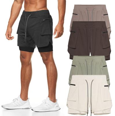 China High Quality Anti-Wrinkle Gym Drawstring Polyester Nlyon Gym Training With Pockets Fitness Sports Men Shorts for sale