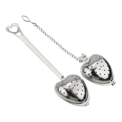 China Stainless Steel Tea Strainer Infuser Heart Shaped Teaspoon With Handle Tea Strainer for sale