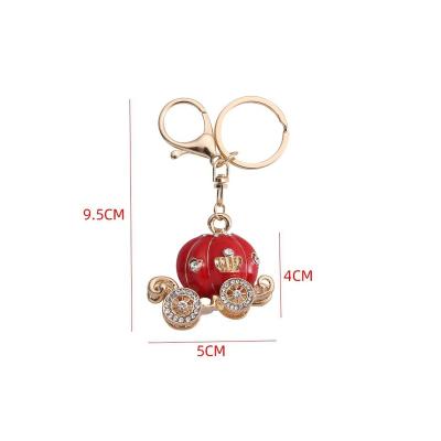 China Crystal Fairy Pendant Accessories Alloy Diamond Pumpkin Car Key Ring Wholesale Pumpkin Key Chain for sale