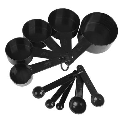 China Viable Black Plastic Kitchen Measuring Tools Coffee Tea Milk Powder Cooking Spoon Cups for sale