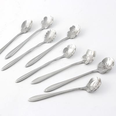 China Sustainable Flower Shape Stainless Steel Teaspoon Teaspoons Ice Cream Sugar Flatware for sale