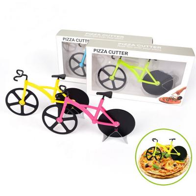 China Creative Bicycle Shape Pizza Shape Cutter Double Stainless Steel Bike Viable Pizza Knife for sale