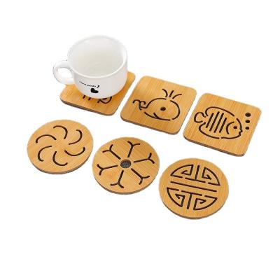 China Creative Animal Insulated Square Mat Kitchen Carved Anti-slip Cup Cartoon Cup Viable Wooden Cavity Coasters 9~9.5cm for sale