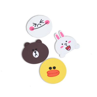 China Duck Bear Rabbit Smile Silicone Cartoon Viable Anti-Slip Cup Mat Coasters Placemat Kitchen Accessories for sale