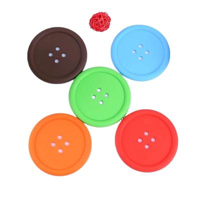 China Cute Viable Shape PVC Colorful Cup Button Anti Slip Coaster Mat Kitchen Dining Tools Tableware Tea Cup Mat for sale