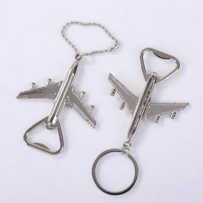 China Viable Creative Aircraft Bottle Opener Silver Airplane Beer Chain Key Wedding Favor Party Gift for sale