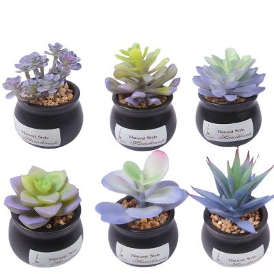 China Durable High Quality Green Individual Mini Fake Artificial Succulent Bonsai Plant Hotel Home Office Decoration With Pot for sale