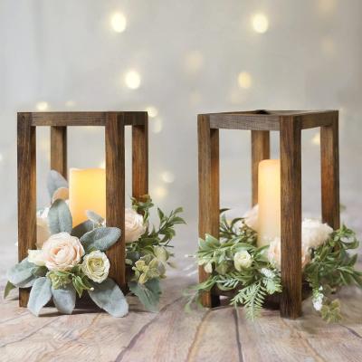 China Country Style Multifunctional Home Decor Candle Holder Natural Wood Wedding Lantern Wedding Decorations for sale