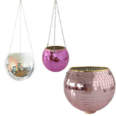 China New Style CLASSIC Multi Color Disco Flower Pot Window Hanging Planter Basket Planter Hanger With Base for sale