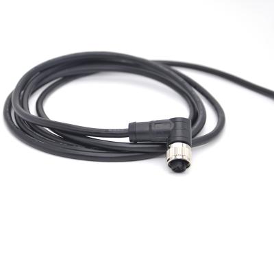 China M12 Automation Cable A-Coded M12 M12 Connector 4 Right Angle Female Pin 5 Pin Cable With Bare Leads for sale