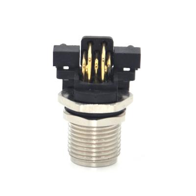 China M12 90degree automation connector straight pin connector 2 connector 3 4 5 6 8 12pin brass for sale