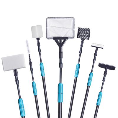 China Improved Viable 7 In 1 Telescopic Aquarium Cleaning Tools Kit Brush For Home Fish Tank With Long Handle for sale