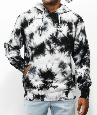 China Unisex Men's Anti-Pilling Cotton French Terry Tie Dye Black And White Hoodie for sale