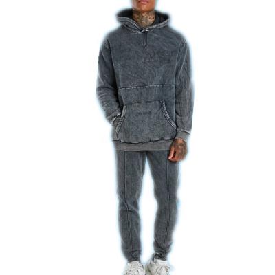 China Breathable acid wash hoodie and sweatpants set sweatsuit for men for sale