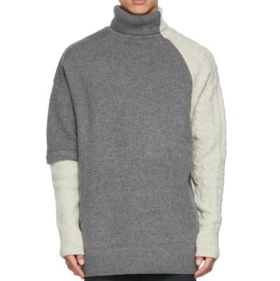 China OEM Autumn Winter Men's Custom QUICK DRY Turtle Neck Sweater Color Block Knitted Sweater for sale