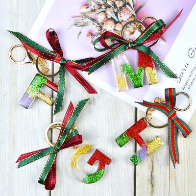 China Wholesale Custom Initial Letter Alphabet Resin Key Chain Store Or Market Christmas Gift Set For Women And Girls Te koop