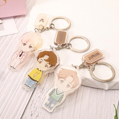 China 2021 Wholesale Custom Kpop BTS Factory Acrylic BTS Ring Keychain Acrylic Key à venda