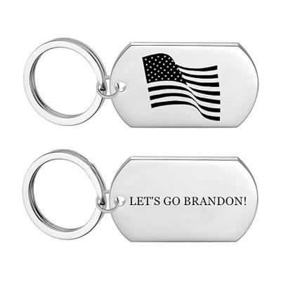 China Luxury Wholesale Custom Let Us Go Brandon Laser Engraved Dog Tag Key Chain Let Us Go Brandon Keychain for sale