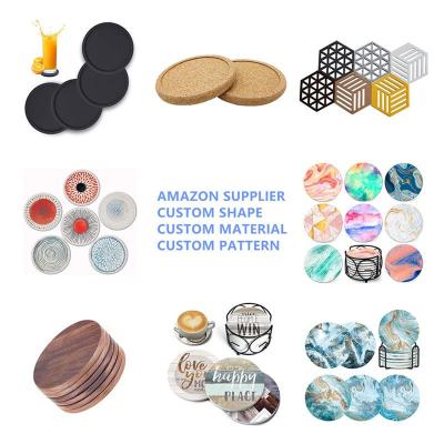 China Viable Promotional Custom Shape Decorative Cup Coaster Sets Blank Print Logo Drinks Eco Friendly Coasters For zu verkaufen