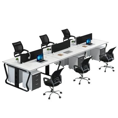 China Commercial furniture high quality modern design steel desk frame white table top 4 person office workstation for staff for sale