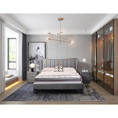 China Modern Brown Bed Furniture Modern Bedroom Furniture High King Leather Bed Headboard for sale