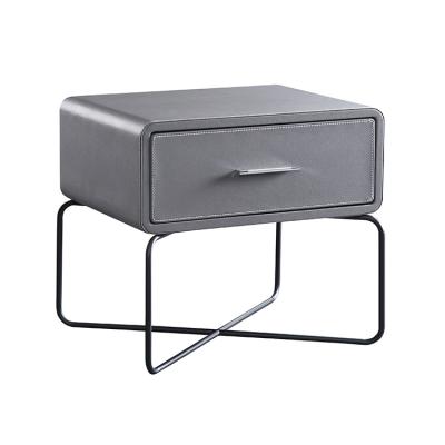 China Durable Monochrome European Metal Leg Bedside Nightstand Bedside Nightstand With Single Drawer for sale