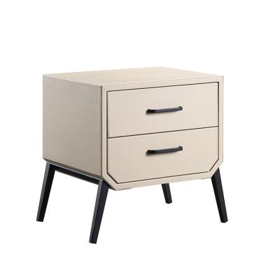 China 2 Drawers Customized Valiant Simple Modern Leather Bedroom Furniture Wood Storage Night Stands for sale