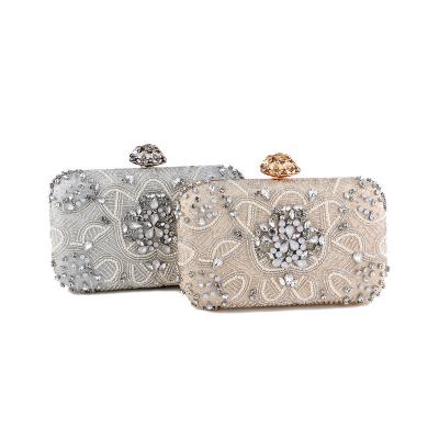 China Vintage Women's News Wedding Dinner Day Small Diamonds Evening Clutches Clutches Satin Side Rhinestones Purse Female Side Box Purse One for sale