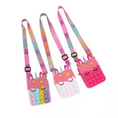 China 2022 Fashion Little Girl Kid's Other Popit Cute Little Jelly Chain Silicone Pop It Unicorn Kid Coin Purse And Handbags for sale