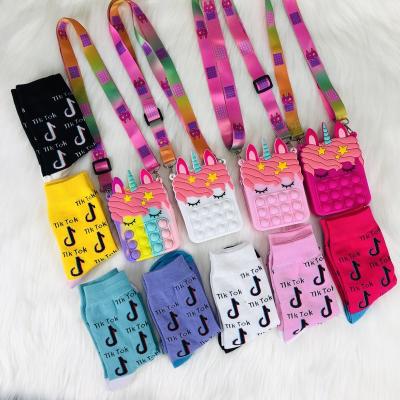 China Messenger Bag Kids Purses Unicorn Pop Purse Mini Silica Gel Summer Color Silicon Bubble Handbags And Tiktok Socks Women Handbag for sale