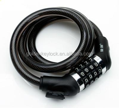 China Adjustable Steel 4 Digit Combination Cable Lock for sale