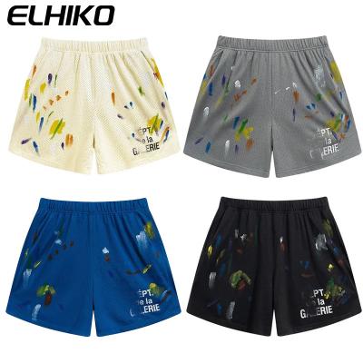 China Anti-wrinkle Men Sweat shorts splash paint ink shorts Summer mesh 100% polyester Shorts Custom for sale