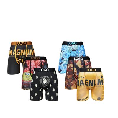 China Anti-Bacterial Hotsale Fashion Mens Long Leg Sports Shorts Printed Boxers Brief Custom Underwear for sale