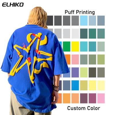 China Anti-wrinkle Oem 100% Cotton Plain Oversized Men's T-shirts Heavy Weight Custom tshirts Summer 3d Screen printing Logo Men Puff Print T Shirt for sale