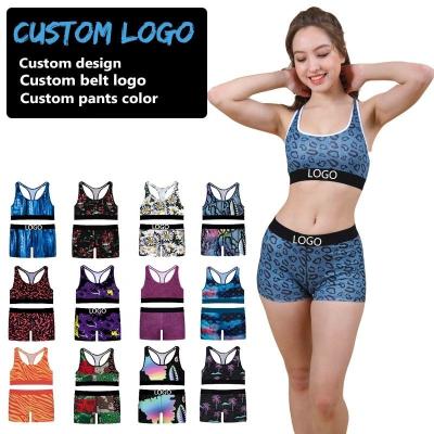 China QUICK DRY OEM custom logo 2023 summer womens shorts sets  2 XL Plus Size  Tights Jogger Bra Underwear Boxers 2 Piece Sets for sale