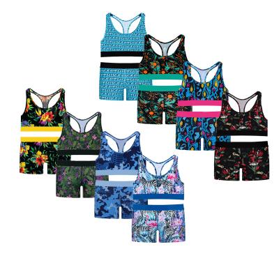 China Sustainable Custom Logo Oem Women Sublimation Print High Waist Fitness Gym Wear Workout Suit Sport Bra And Shorts Yoga Set underwear for sale