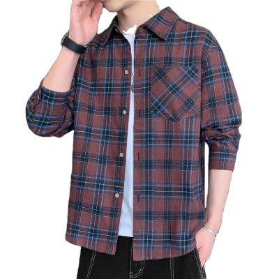 China OEM Long Sleevechef Anti-Wrinkle Jacket Shirts Cotton Oxford Plaid Shirt Pure Long Sleeve Plaid Check Flannel Shirts For Men for sale