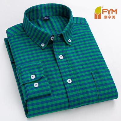 China 2022 Factory Custom Muti-color Check Anti-Wrinkle Shirt 100% Cotton Casual Men's Oxford Shirts Long Sleeve Oxford Plaid Shirts For Men for sale