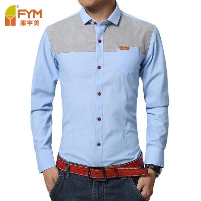 China Patchwork Anti-Wrinkle Evening Wear Men's Clothing Men's Oxford Shirts 100% Long Sleeve Dress Shirt Cotton Material for sale