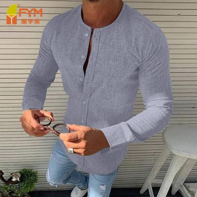 China Anti-Wrinkle Multi Colors Solid Shirts For Men Summer Winter Canvas Cotton Causal Shirt Long Sheath Wholesale Special Price for sale