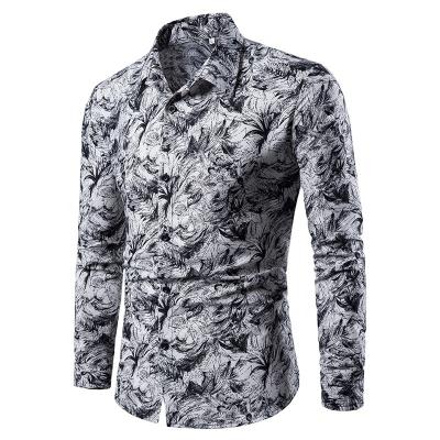 China Slim Fit Anti-Wrinkle Shirts For Men's Hippie Men's Rose Gold Printed Slim Fit Long Sleeve Dress Shirts Prom Workout Shirts 100otton for sale