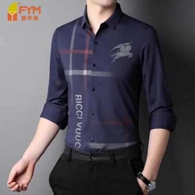 China Wholesale High Quality Plus Size Anti-wrinkle Mens Office Shirts Long Sleeve Stripe Plaid Casual Shirts For Men for sale