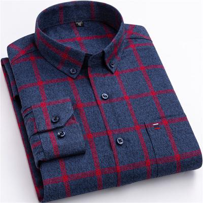 China Wholesale Custom Male Long Sleeve Anti Shrink Slim Fit Casual Formal Comfortable Men's Plaid 100% Cotton Flannel Man Shirts Shirt for sale