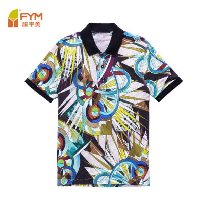 China latest design 180g 100%cotton Anti-wrinkle customized shirts digital printing short sleeve polo shirt for men for sale