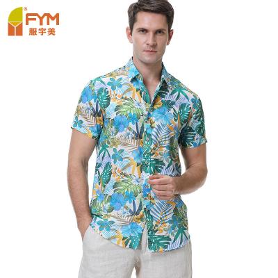 China 2021 New Design 2021 New Design Anti-Shrink Polyester 100% Hawaiian Shirt Digital Printing Floral Summer Men Resort Shirt for sale